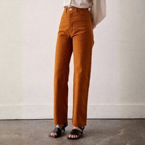 Jesse Kamm Organic Quiet Luxury Cali Slims Button Fly Pants in Clay SZ 2